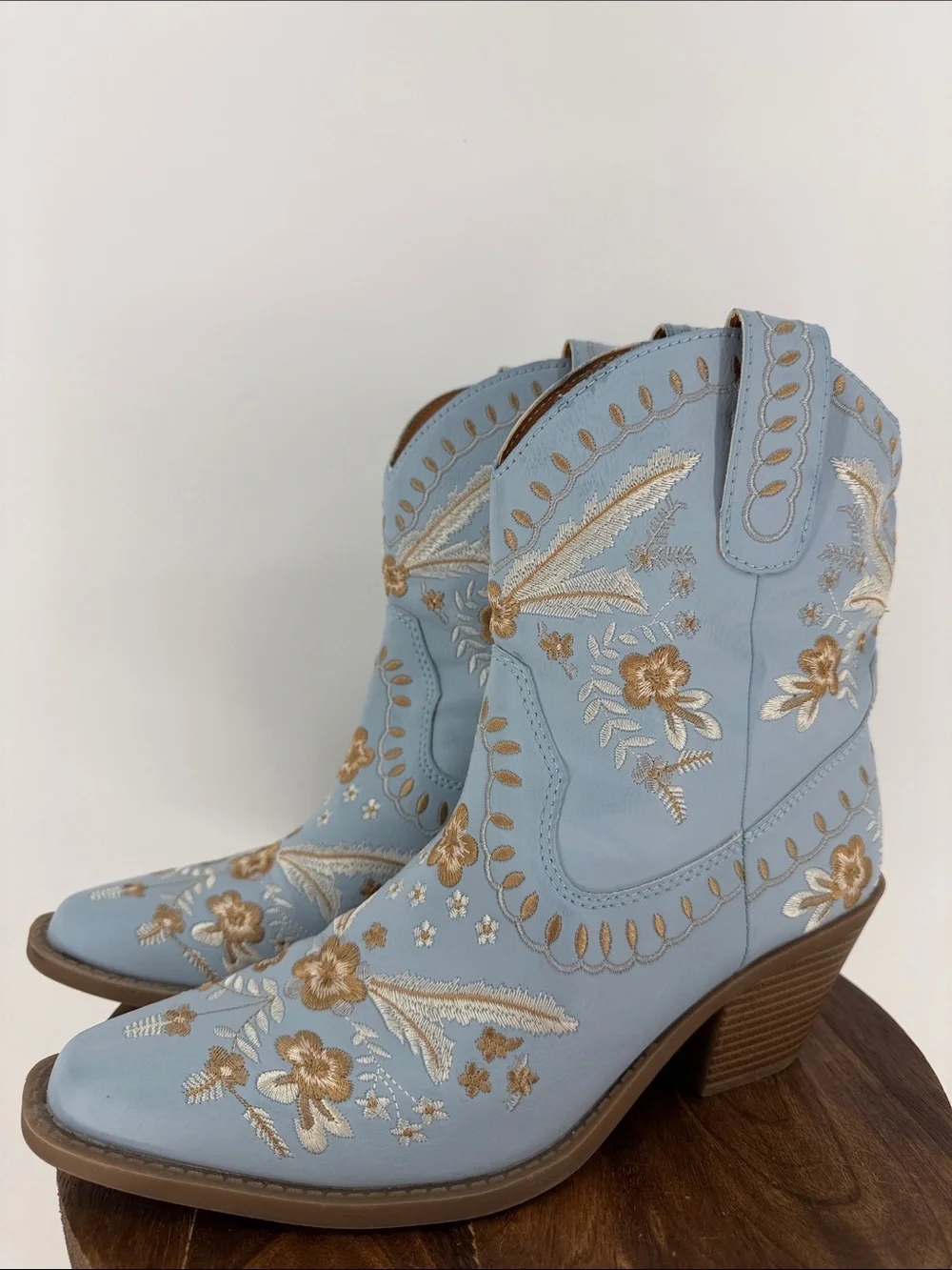 Code West Blue Embroidered Western Cowboy Boots Women’s 10 Boho Festival